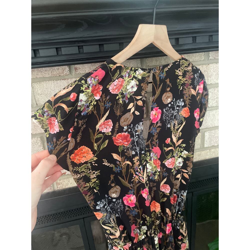 Marella Floral Wide Leg Jumpsuit Small Black Surplice Garden Girl - Picture 9 of 9